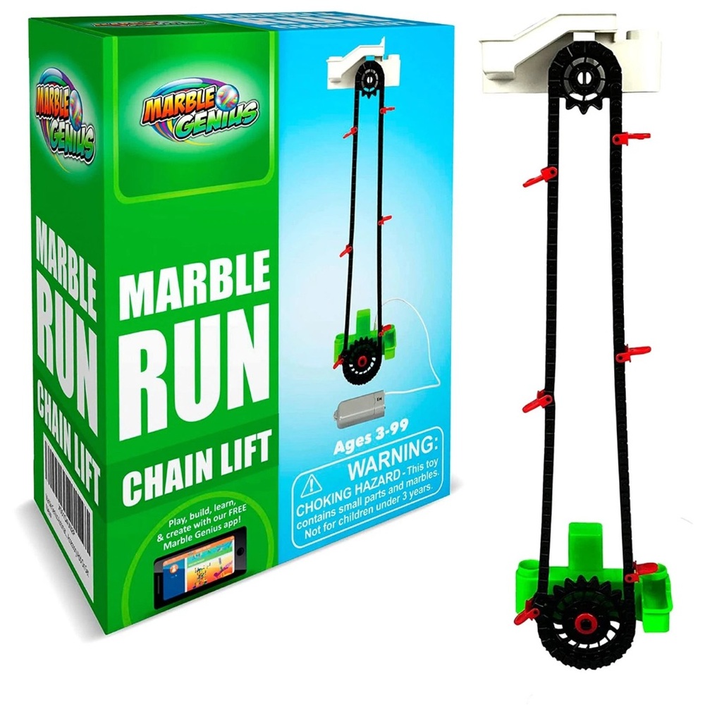 Black Marble Track Automatic Chain Lift for Endless Marble Fun and Play